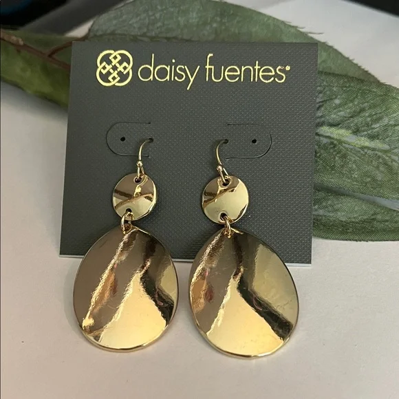 Daisy Fuentes Shimmering Gold Oval Earrings - Picture 1 of 3